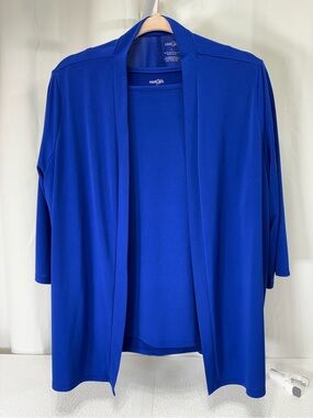East 5th Cobalt Blue Open-Front Cardigan  and blouse 3746